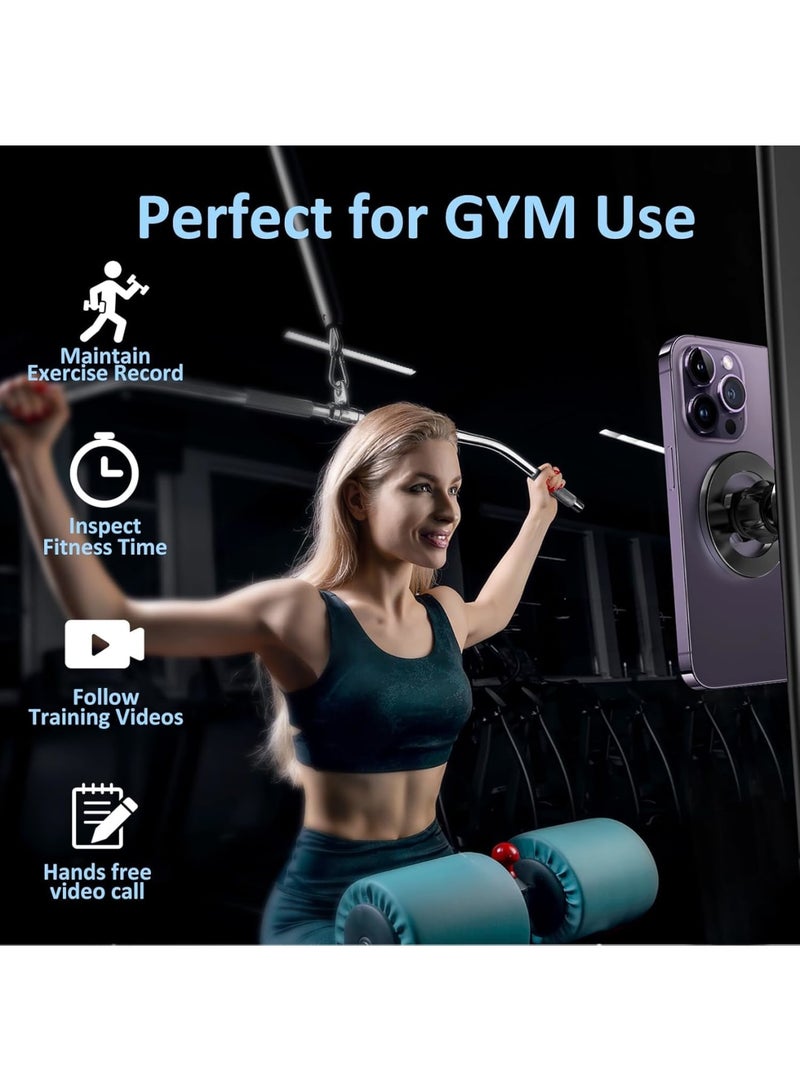 SYOSI Gym Phone Holder with 360° Adjustable Magnetic Mount, Mag-Safe-Compatible Phone Stand for Gym Equipment, Workout Rack, Home Fitness, Mirror, Treadmill, Bike, and Wall Use (Black) - Image 3