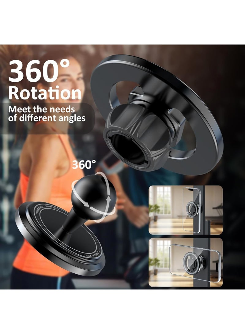 SYOSI Gym Phone Holder with 360° Adjustable Magnetic Mount, Mag-Safe-Compatible Phone Stand for Gym Equipment, Workout Rack, Home Fitness, Mirror, Treadmill, Bike, and Wall Use (Black) - Image 2