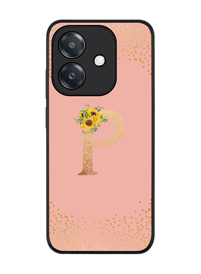 Stylizedd For Oppo A5i Case,Slim fit Camera Protection, Shockproof Thin Phone cover  - Custom Floral Monogram - P  (Rose Pink )