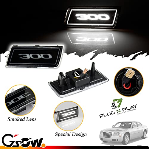 GSOWO 2 PCS White LED Side Marker Light for Chrysler 2005-2014 300 300C, [with 300" Badge] Clear Lens Front Turn Signal Indicator Blinker Lights - Image 4