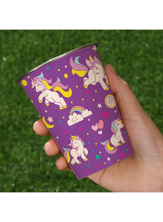 LOZACHE Stainless Steel Kids Cups, 4 Pack 12oz Metal Toddler Drinking Pint Cup with Fun Prints (Unicorn, Mermaid, Dinosaur, Vehicles), Dishwasher Safe, Reusable for Home, Party, Camping, Indoor and Outdoor - Image 5