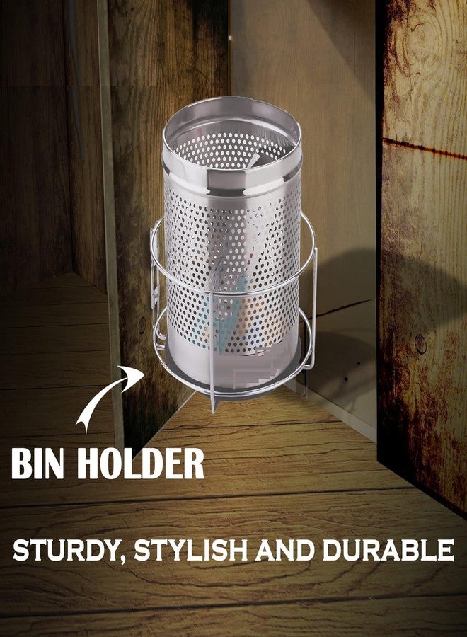 NH10 DESIGNS Stainless Steel Bin Holder for Kitchen Dust Bin Holder Office and School Dustbin Holder Modular Kitchen Fixture For Bathroom Home and Office (Pack of 1) (NHSP) - Image 3