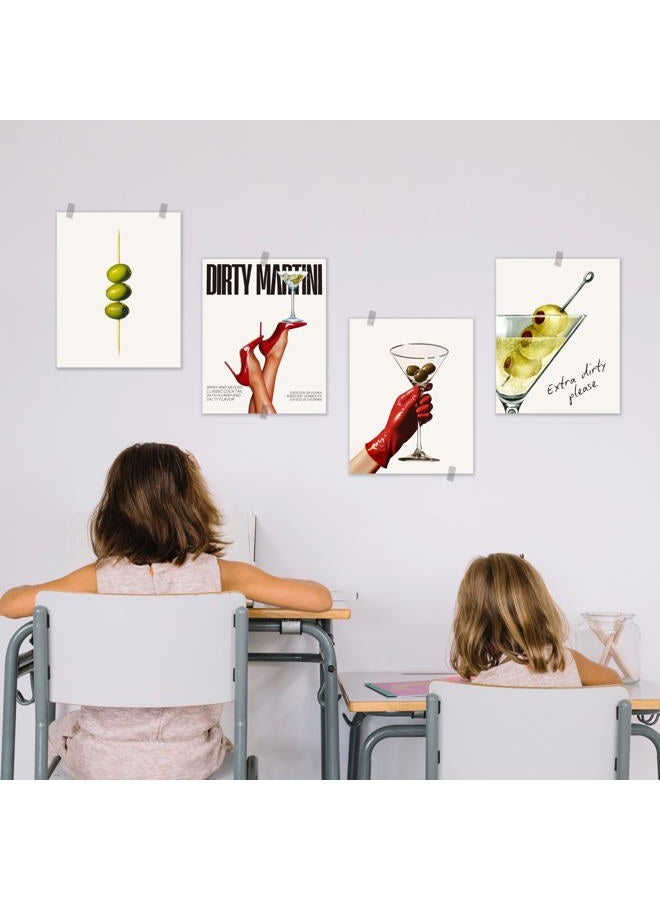 BESERH Dirty Martini Gifts Wall Decor, Trendy Cocktail Wall Art Prints, Funky Martini Cocktail Posters for Home Kitchen Par Pub Tavern Drunkery, 8x10 Inches Set of 4 Unframed - Image 5