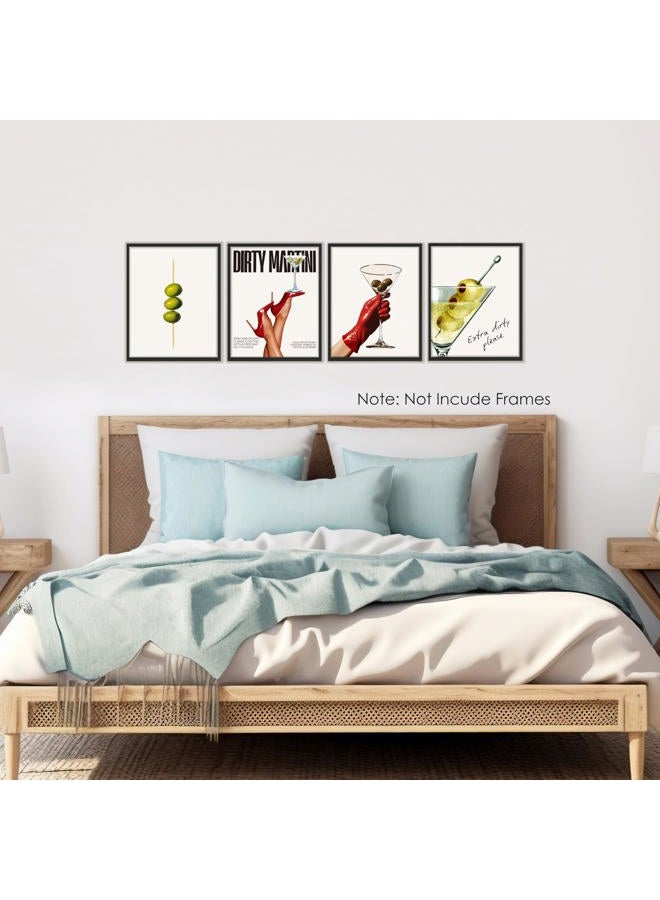 BESERH Dirty Martini Gifts Wall Decor, Trendy Cocktail Wall Art Prints, Funky Martini Cocktail Posters for Home Kitchen Par Pub Tavern Drunkery, 8x10 Inches Set of 4 Unframed - Image 4