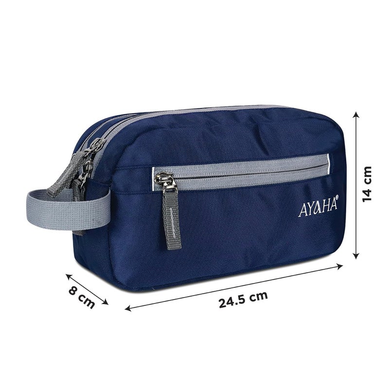 AYAHA Polyester Toiletry Bag for Men & Women Travel Pouch for Toiletries Shaving Kit & Cosmetics Water Resistance Pouch (Navy Blue) - Image 4