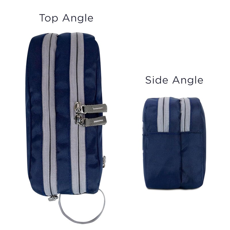 AYAHA Polyester Toiletry Bag for Men & Women Travel Pouch for Toiletries Shaving Kit & Cosmetics Water Resistance Pouch (Navy Blue) - Image 3