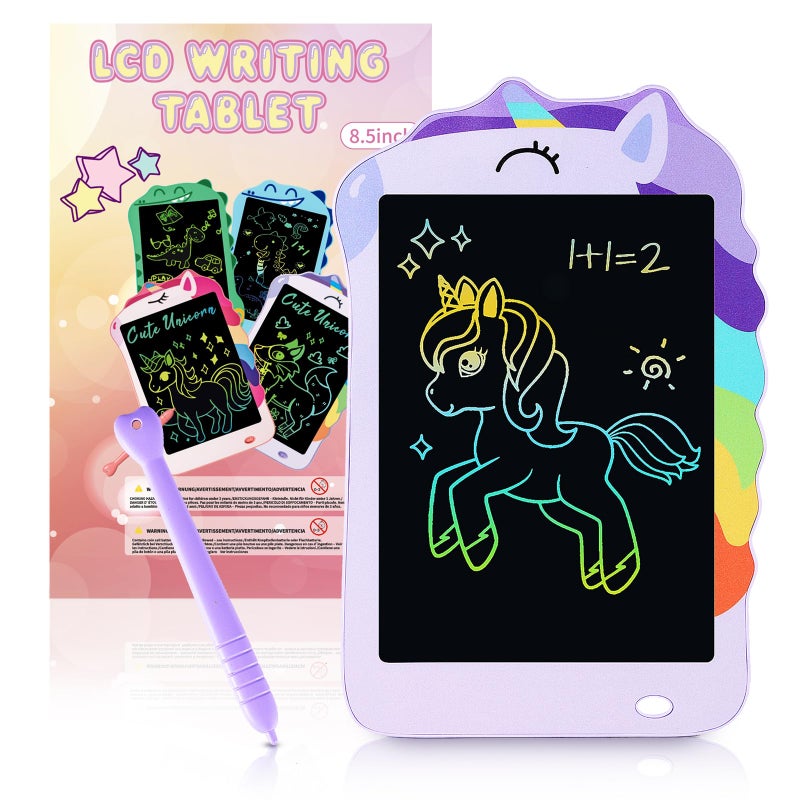 Decute Unicorn Toys LCD Writing Tablet for Girls KidsColorful Toddler Drawing Tablet for Educational Baby Girl Doodle Board Pad Toy for 3 4 5 612 Years Old Kid Birthday Party School 85 Inch Purple - Image 2