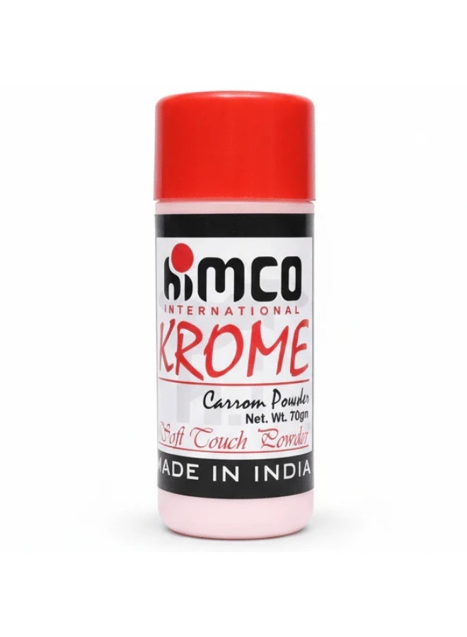 HIMCO KROME Carrom Powder 70g – Professional Soft Touch Powder – Made in India – Smooth & Accurate Carrom Board Powder