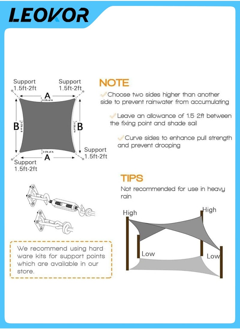 LEOKOR 3*3M Camping Tent,Sun Shade Sail,95% UV Block Canopy,for Outdoor/Patios/Garden/Backyard/Pergola/Decking/Swimming Pool  - Image 5