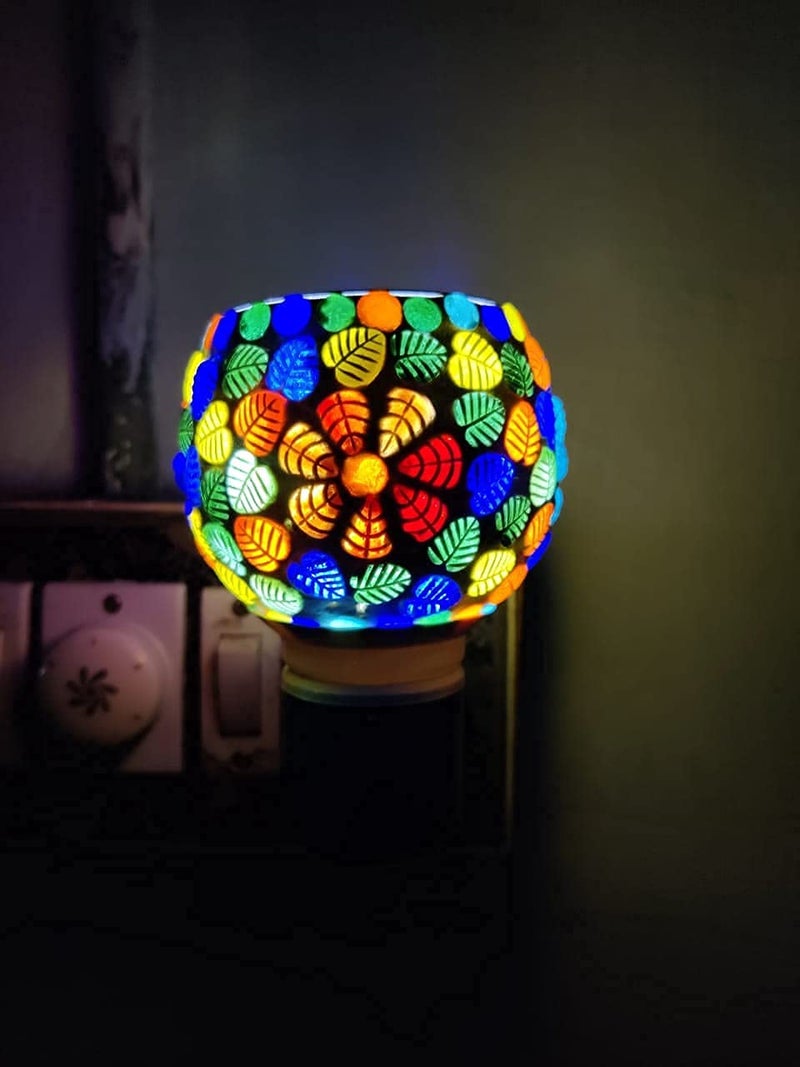 Revwd Kapoor Dani Electrical Camphor Diffuser Glass with On/Off Switch to Toggle Between Burner and Lamp Electrical Night Lamp for Office, Home (Flower Leaf) - Image 3