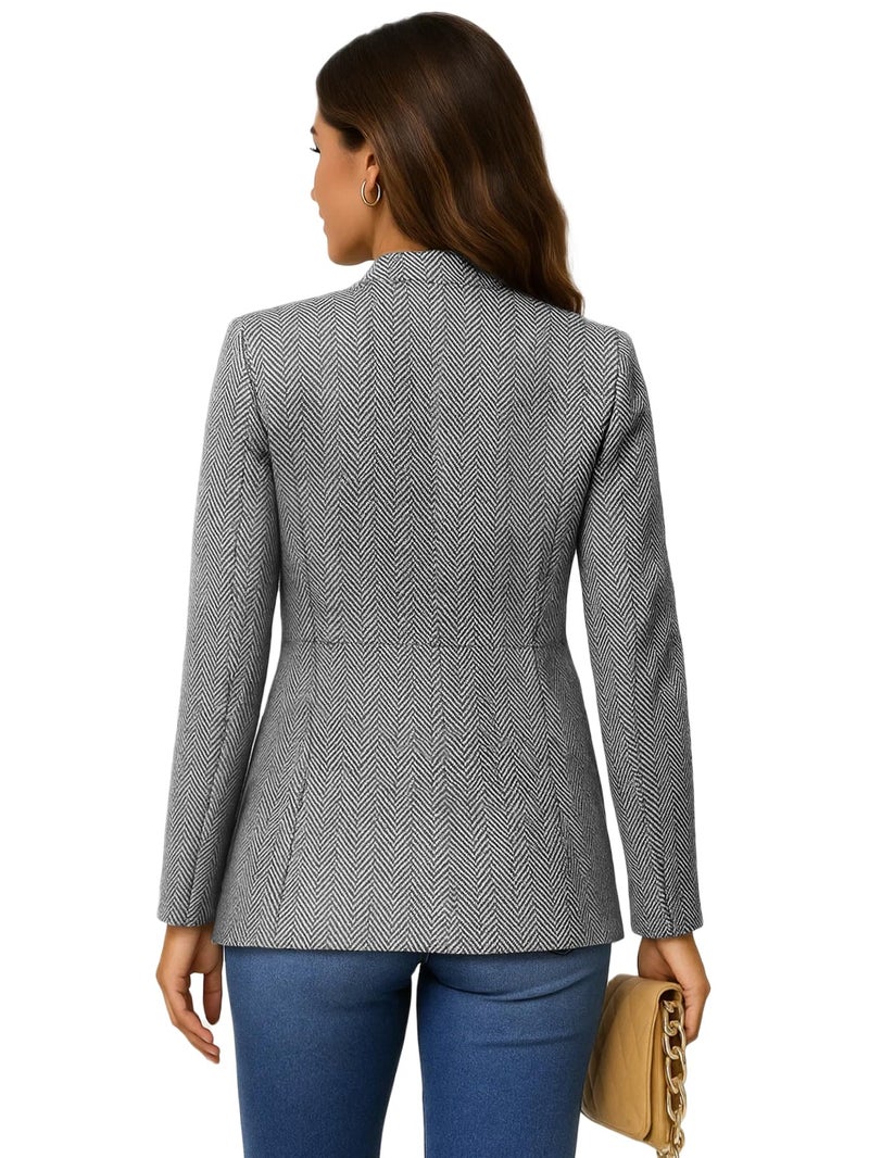 Mina Self Tweed Blazers Jacket for Women 2026 Spring Plaid Business Casual Tops Fashion Dressy Trendy Work Office Fitted Professional Womens Blazer Outfits Women's Blazers & Suit Jackets H-Black XL - Image 5