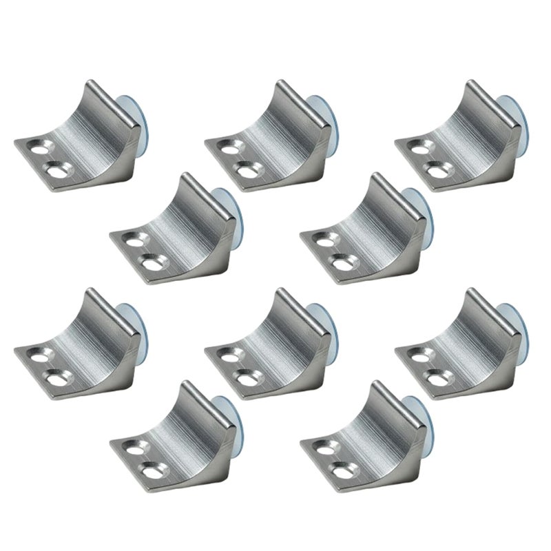 Atlantic مشبك تثبيت زاوية صحيحة للرف الزجاجي من الألمنيوم مع كوب شفط (فضي، حجم قياسي) - عبوة من 10 قطع - Image 1