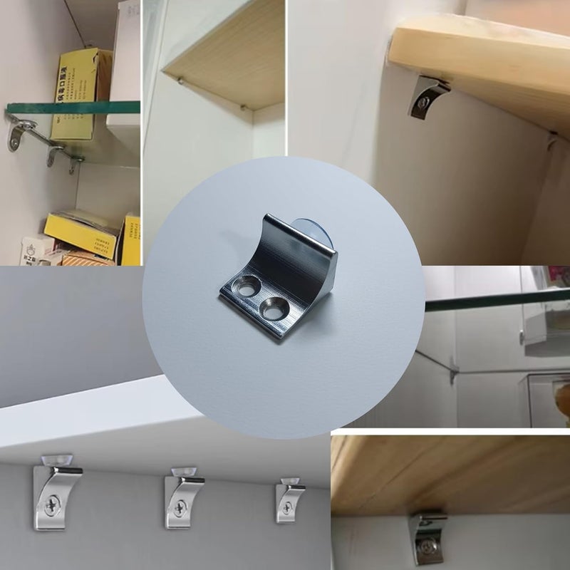 Atlantic مشبك تثبيت زاوية صحيحة للرف الزجاجي من الألمنيوم مع كوب شفط (فضي، حجم قياسي) - عبوة من 10 قطع - Image 3