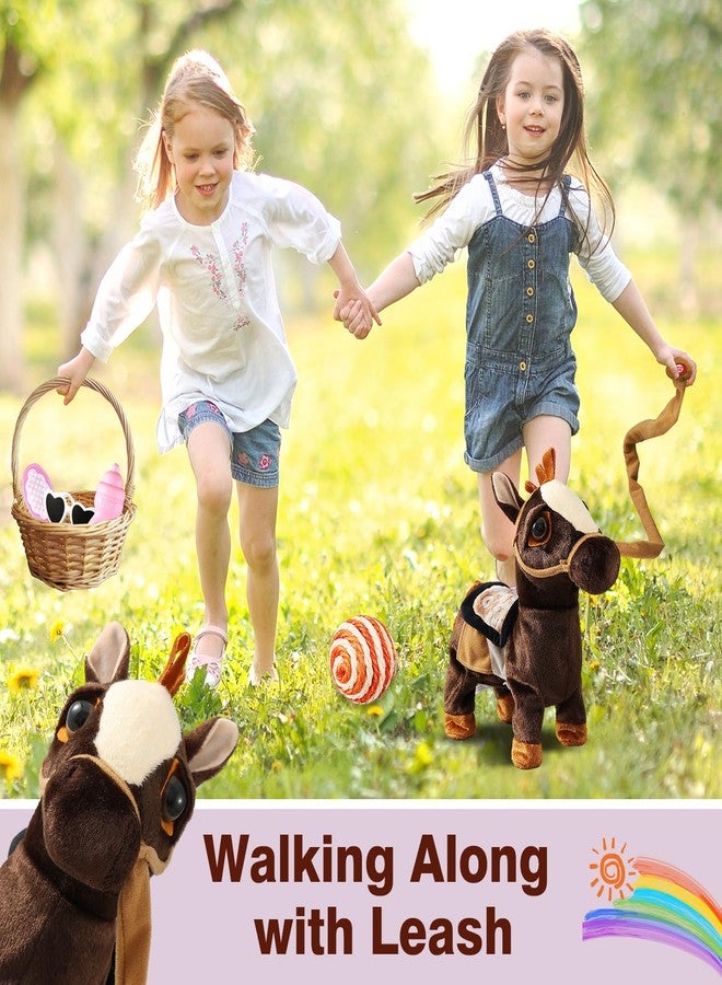 Marsjoy Black Walking Pony Toy Musical Singing Dancing Plush Interactive Walk Along Toy Horse with Leash Pony Robot Stuffed Animal for Boy Girl Ages 3+ H: 11.81" Age 3+ - Image 3