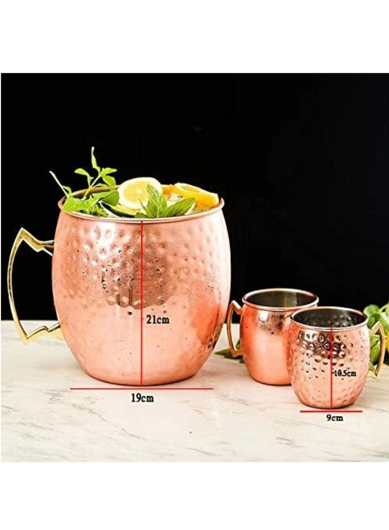 ARTC Mojito Moscow Mule Copper Mugs Set of 5 Pieces With Hammered Design - Image 2