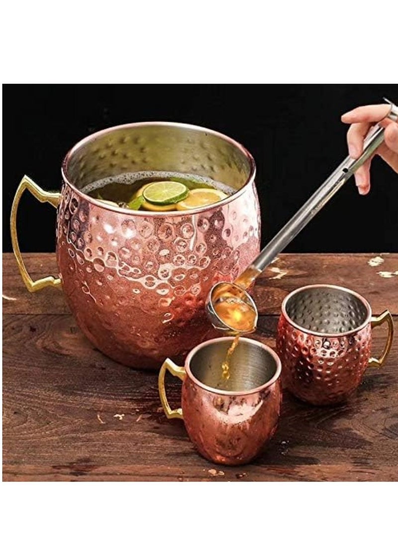 ARTC Mojito Moscow Mule Copper Mugs Set of 5 Pieces With Hammered Design - Image 3