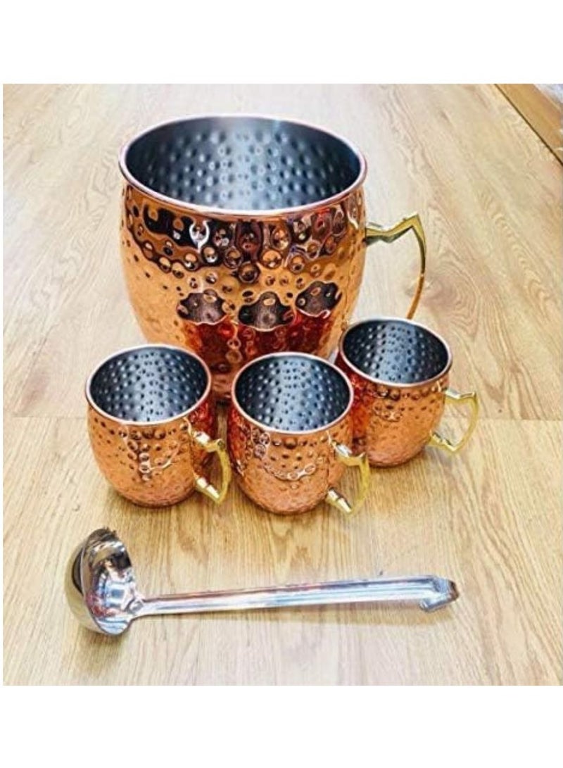 ARTC Mojito Moscow Mule Copper Mugs Set of 5 Pieces With Hammered Design - Image 4