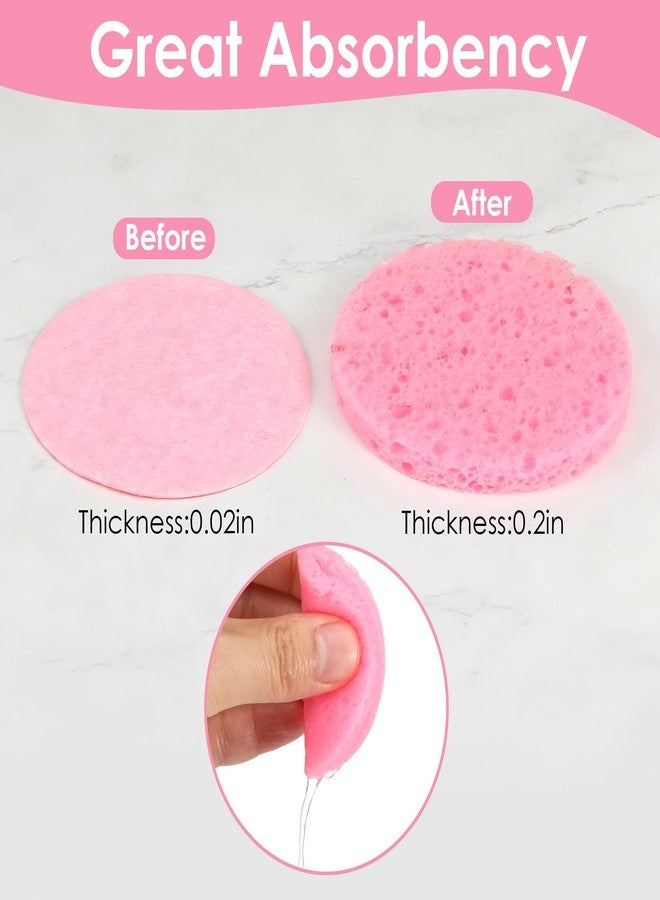 xozeooeu 200 Count Compressed Facial Sponges for Cleansing - 100% Natural Cellulose Disposable Face Sponges for Exfoliating, Makeup & Mask Removal, Pink - Image 5