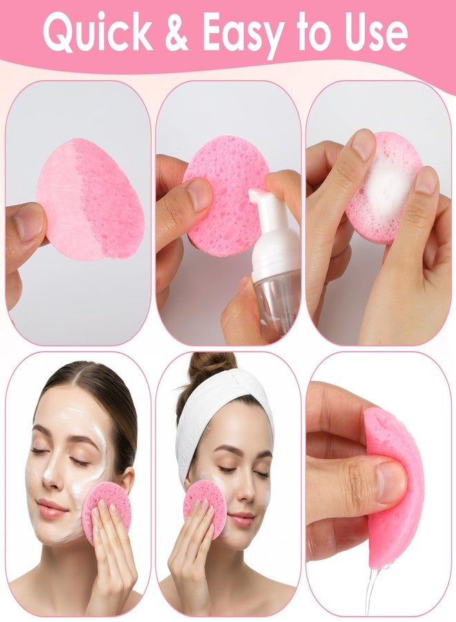 xozeooeu 200 Count Compressed Facial Sponges for Cleansing - 100% Natural Cellulose Disposable Face Sponges for Exfoliating, Makeup & Mask Removal, Pink - Image 4