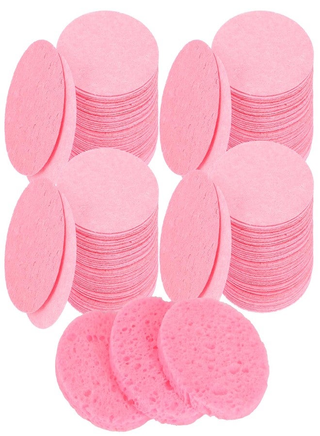 xozeooeu 200 Count Compressed Facial Sponges for Cleansing - 100% Natural Cellulose Disposable Face Sponges for Exfoliating, Makeup & Mask Removal, Pink - Image 1