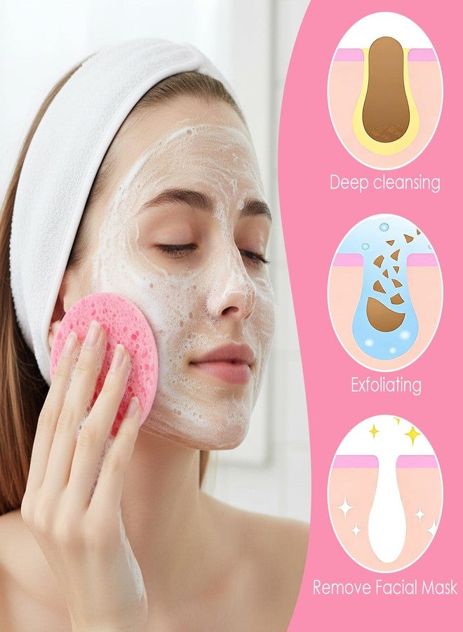 xozeooeu 200 Count Compressed Facial Sponges for Cleansing - 100% Natural Cellulose Disposable Face Sponges for Exfoliating, Makeup & Mask Removal, Pink - Image 3