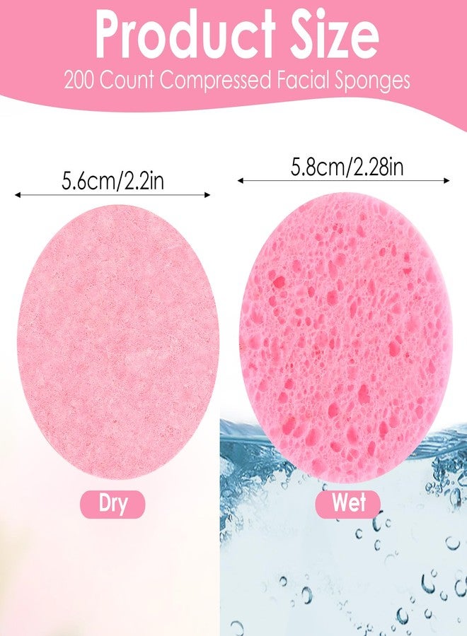 xozeooeu 200 Count Compressed Facial Sponges for Cleansing - 100% Natural Cellulose Disposable Face Sponges for Exfoliating, Makeup & Mask Removal, Pink - Image 2