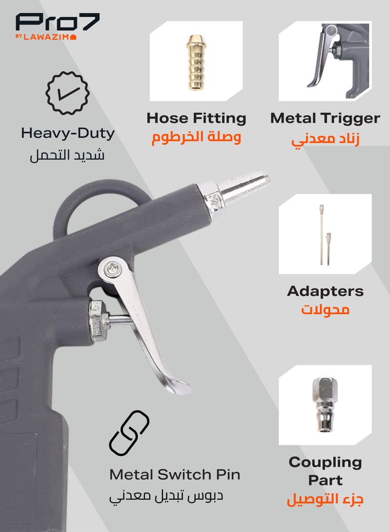 LAWAZIM Pro7 Air Duster Set - High-Pressure Compressed Air Blower Gun with Precision Air Flow and Quick Connect - Equipment Cleaning, Automotive Maintenance, Workshop Dust Blowing, Electronics Maintenance - Image 4