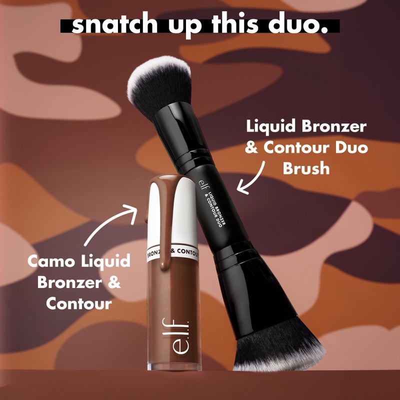 elf e.l.f. Liquid Bronzer & Contour Duo Brush, Silky Highly Pigmented Formula with Dual-ended Makeup Brush, Synthetic Bristles, 100% Vegan and Cruelty-Free - Image 4