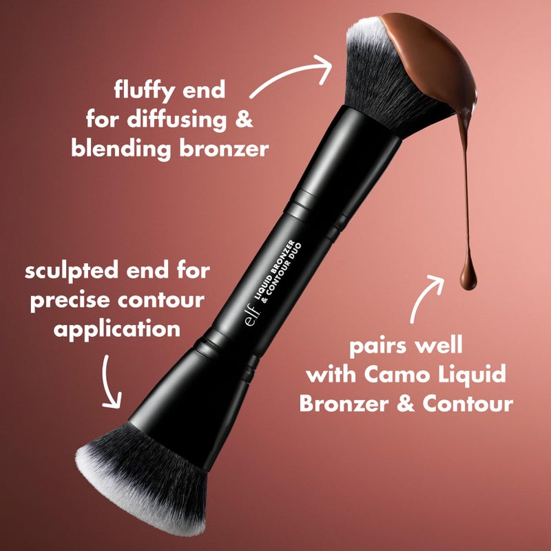 elf e.l.f. Liquid Bronzer & Contour Duo Brush, Silky Highly Pigmented Formula with Dual-ended Makeup Brush, Synthetic Bristles, 100% Vegan and Cruelty-Free - Image 2