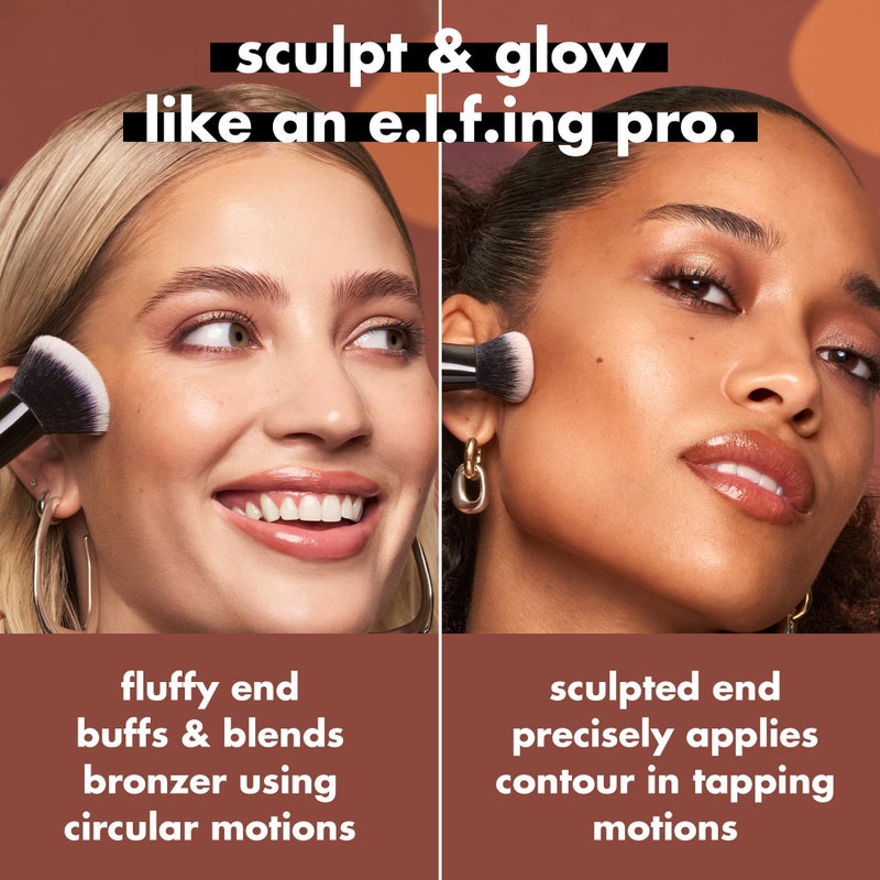 elf e.l.f. Liquid Bronzer & Contour Duo Brush, Silky Highly Pigmented Formula with Dual-ended Makeup Brush, Synthetic Bristles, 100% Vegan and Cruelty-Free - Image 3