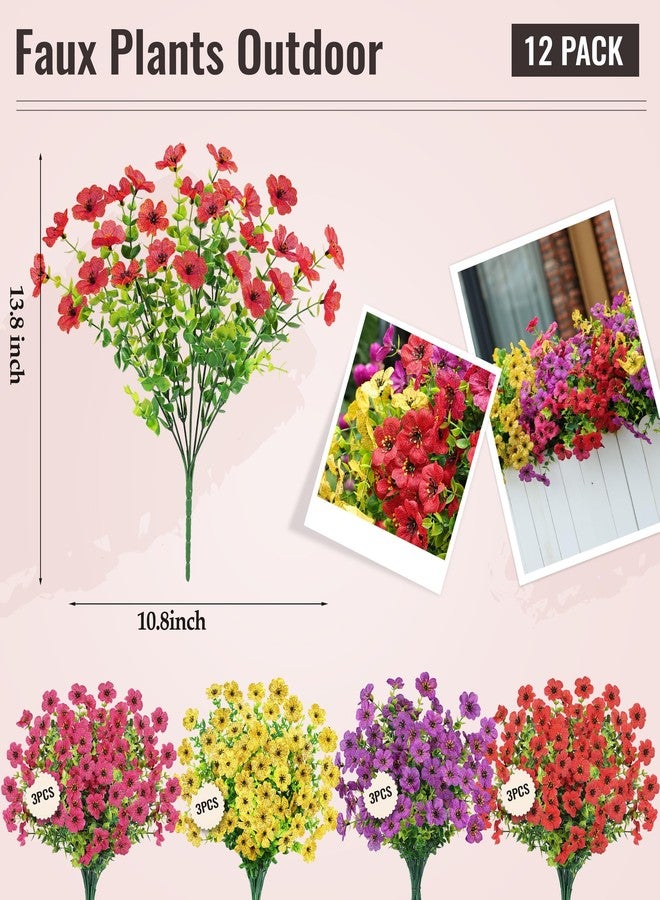 Der Rose 12 Bundles Artificial Flowers Faux Plants Outdoors Spring Summer Decoration Fake Silk Realistic UV Resistant Colorful Daisy for Outside Home Porch Patio Yard Decor - Image 3