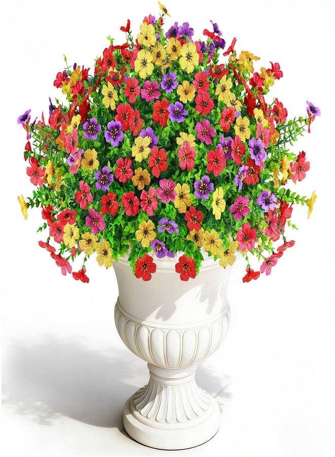 Der Rose 12 Bundles Artificial Flowers Faux Plants Outdoors Spring Summer Decoration Fake Silk Realistic UV Resistant Colorful Daisy for Outside Home Porch Patio Yard Decor - Image 1