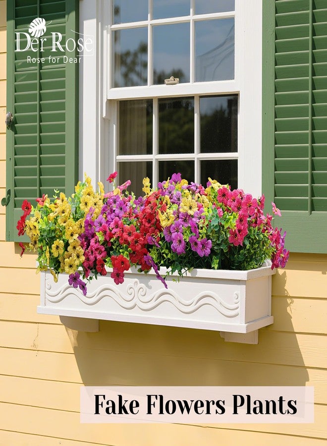 Der Rose 12 Bundles Artificial Flowers Faux Plants Outdoors Spring Summer Decoration Fake Silk Realistic UV Resistant Colorful Daisy for Outside Home Porch Patio Yard Decor - Image 4