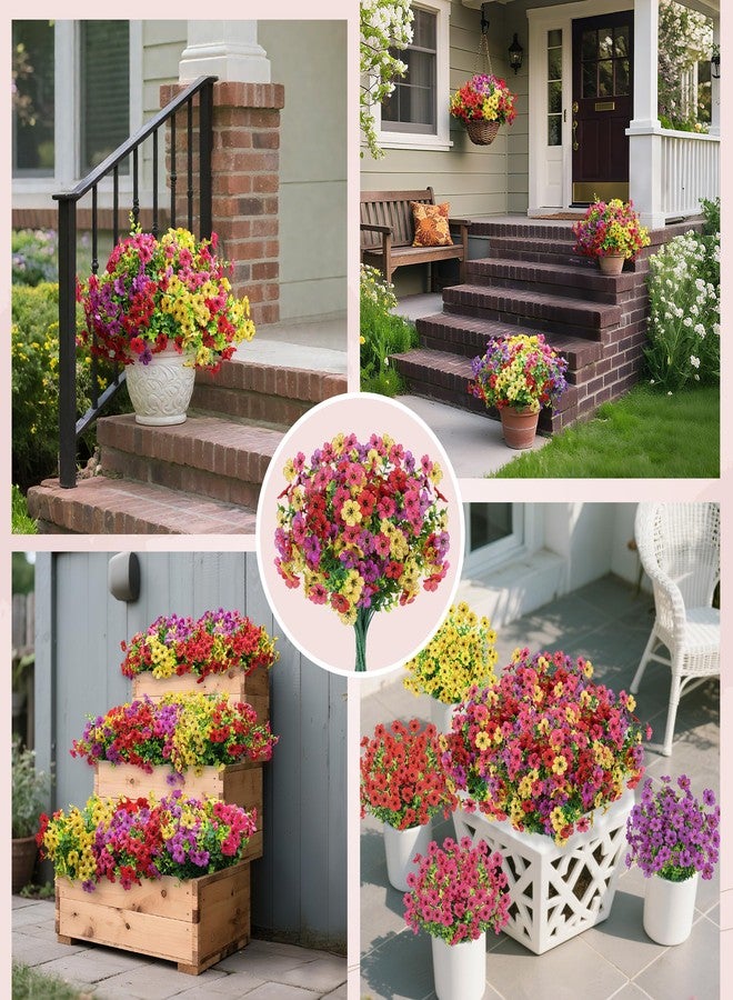 Der Rose 12 Bundles Artificial Flowers Faux Plants Outdoors Spring Summer Decoration Fake Silk Realistic UV Resistant Colorful Daisy for Outside Home Porch Patio Yard Decor - Image 2
