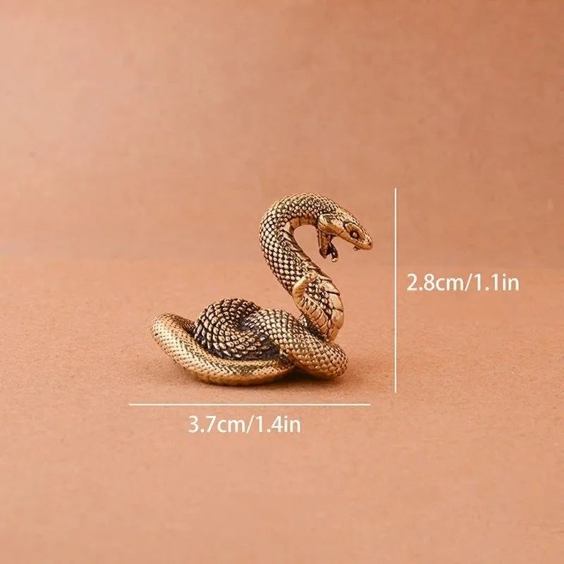 Serpent Sculpture 3.4cm Pure Brass Figurine Craftsmanship - Elegant Design Copperhead Snake Bronze Art for Home Decor - Image 3
