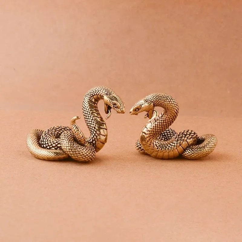 Serpent Sculpture 3.4cm Pure Brass Figurine Craftsmanship - Elegant Design Copperhead Snake Bronze Art for Home Decor - Image 4