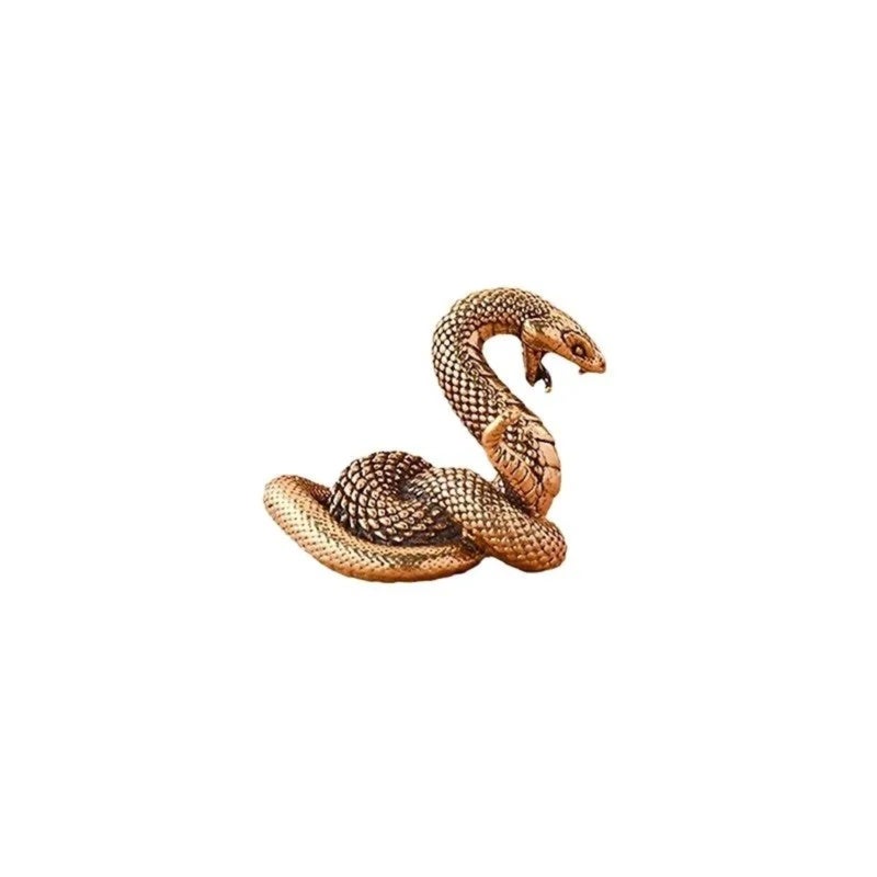Serpent Sculpture 3.4cm Pure Brass Figurine Craftsmanship - Elegant Design Copperhead Snake Bronze Art for Home Decor - Image 1