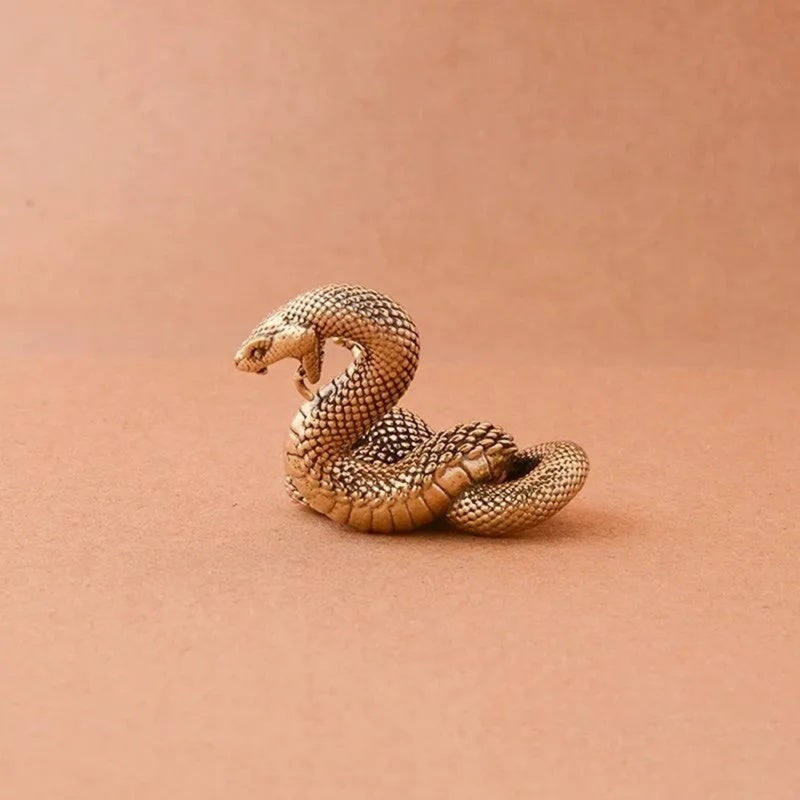 Serpent Sculpture 3.4cm Pure Brass Figurine Craftsmanship - Elegant Design Copperhead Snake Bronze Art for Home Decor - Image 5
