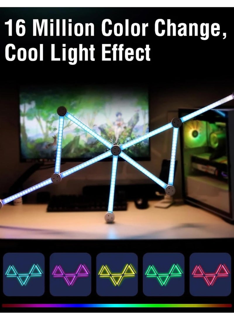 مجموعة إضاءة جدارية LED ذكية WiFi عدد 9 قطع DIY، قابلة لتعتيم الألوان، مزامنة مع الموسيقى والإيقاع، تحكم عبر التطبيق، إضاءة RGB لخلق أجواء مميزة لغرفة الألعاب وديكور جدران المنزل – اللون الأسود. - Image 3