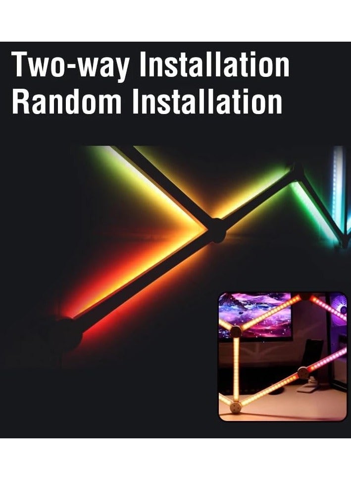 مجموعة إضاءة جدارية LED ذكية WiFi عدد 9 قطع DIY، قابلة لتعتيم الألوان، مزامنة مع الموسيقى والإيقاع، تحكم عبر التطبيق، إضاءة RGB لخلق أجواء مميزة لغرفة الألعاب وديكور جدران المنزل – اللون الأسود. - Image 4
