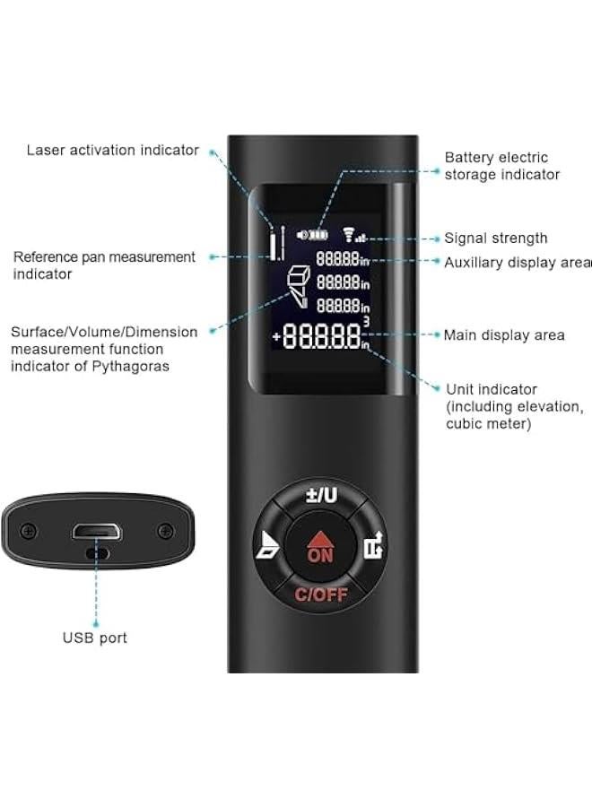 MIXDE 40M Distance Meter Mini Measuring Tape Water Proof Case Digital Measuring Tape Handheld Rangefinder Tape Measure Tester Digital Range Finder Observer Mini Mini Tape Measure  - Image 3