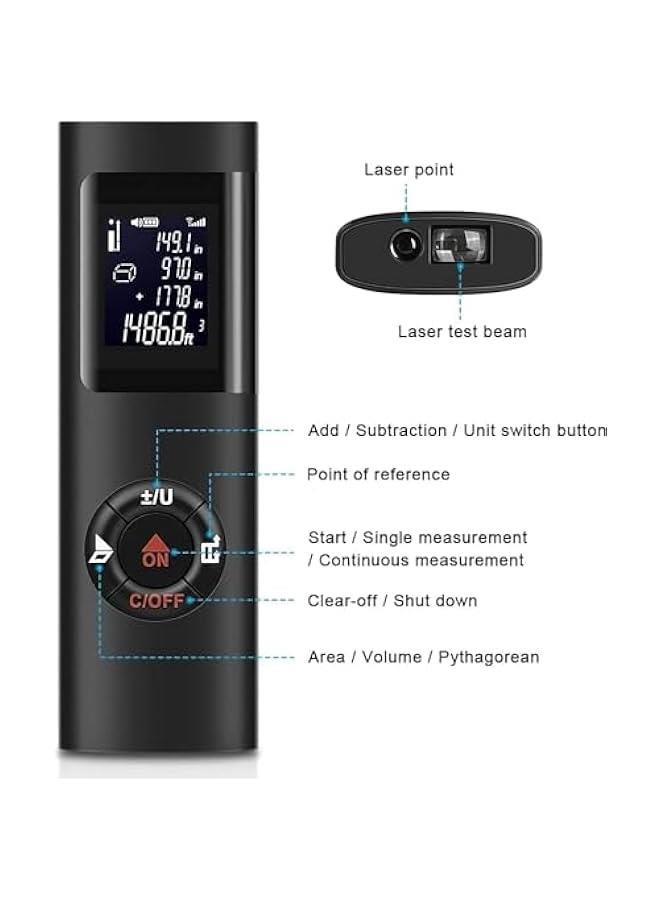 MIXDE 40M Distance Meter Mini Measuring Tape Water Proof Case Digital Measuring Tape Handheld Rangefinder Tape Measure Tester Digital Range Finder Observer Mini Mini Tape Measure  - Image 4