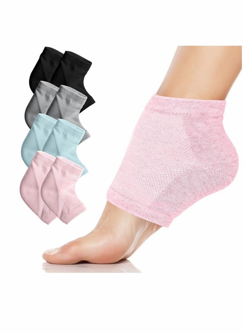 SYOSI Moisturizing Heel Gel Socks,Heal Dry Cracked Dead Skin Foot Care Softener Pedicure Spa Sock Set,4 Pairs Soft Silicone Lotion Ankle Sleeves to Repair Eczema Callus Rough Pain Relief Treatment  - Image 1