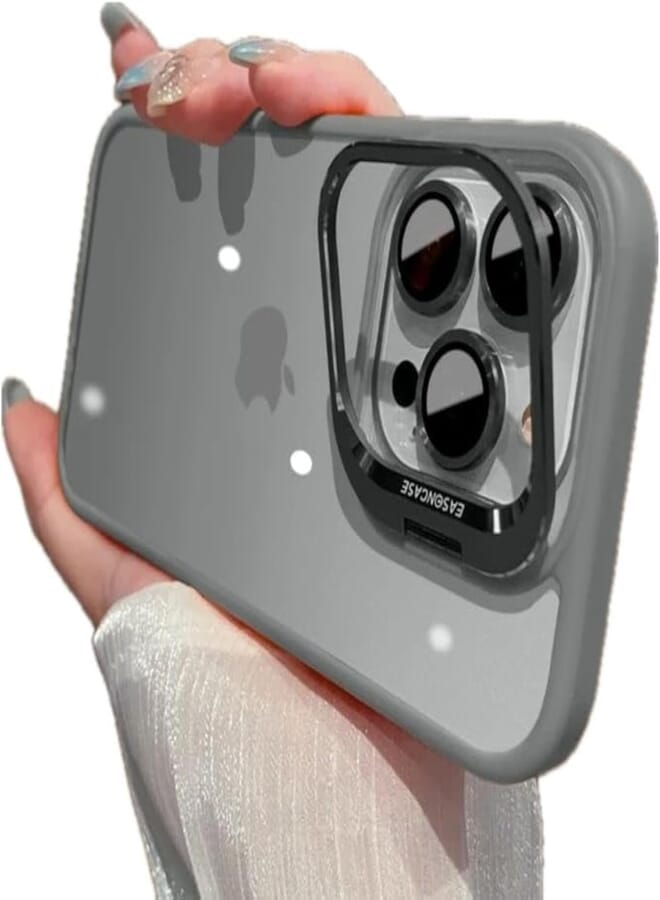 Next store Invisible Stand Case Compatible For iPhone 11 Pro Max Metal Camera Lens Ring Protector Cover (Gray)