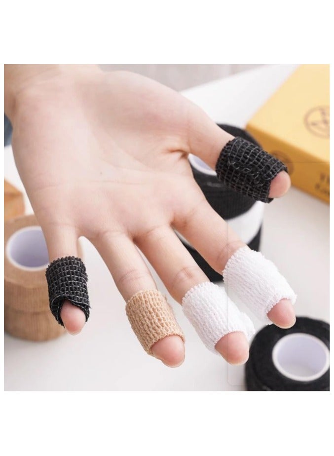 9 Rolls Of  Bandage Suitable For Finger Protection, Nail Protection Cover, 2.5 Cm X 4.5 M , Sports Fixing Tape, Elastic Wrapping, Black+White+Skin Color - Image 2