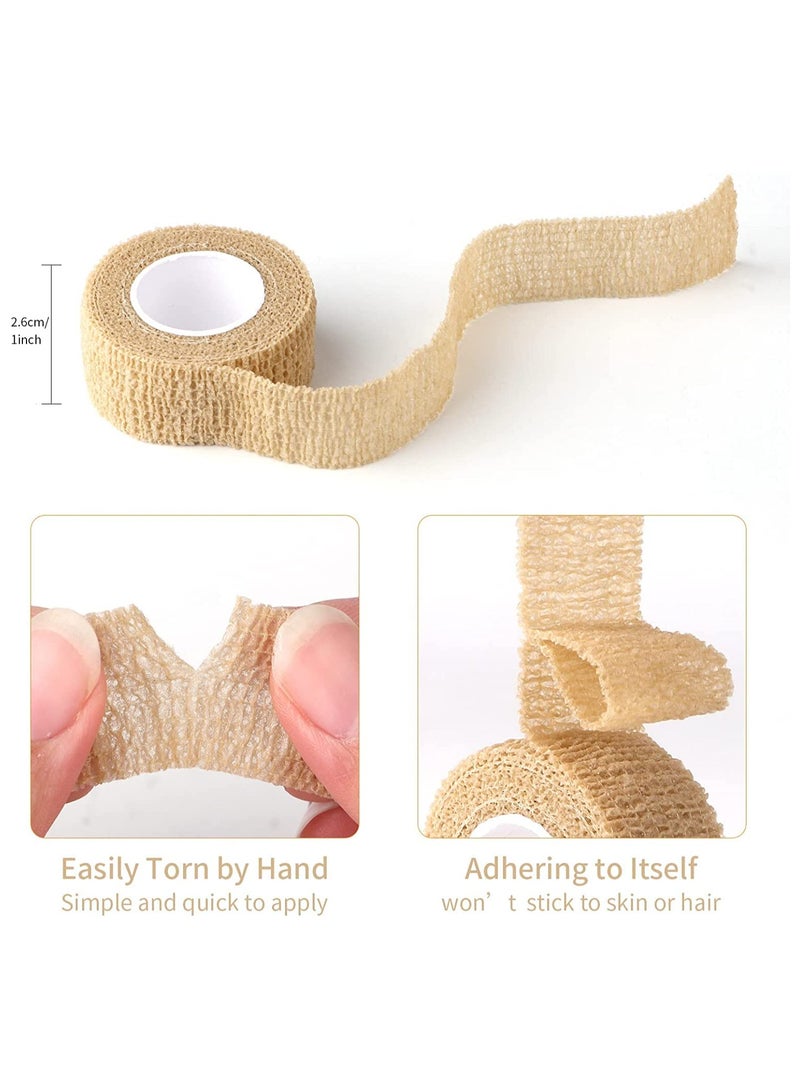 9 Rolls Of  Bandage Suitable For Finger Protection, Nail Protection Cover, 2.5 Cm X 4.5 M , Sports Fixing Tape, Elastic Wrapping, Black+White+Skin Color - Image 3