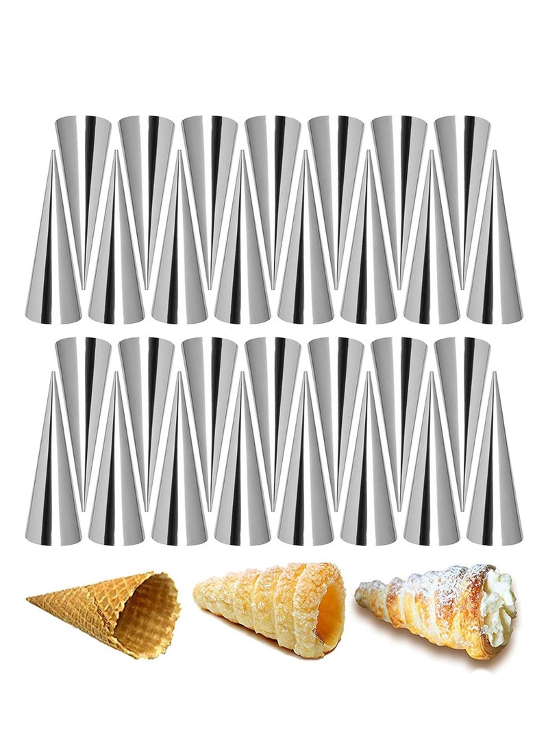 RoseFlower - 30pcs Non-Stick Cream Horn Cones Tubes Stainless Steel Conical Croissant Pastry Baking Moulds Set, Cannoli Form Roll Mold Corner Shaper - Image 1