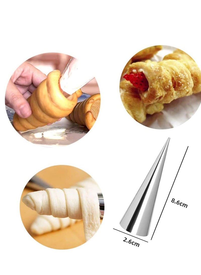 RoseFlower - 30pcs Non-Stick Cream Horn Cones Tubes Stainless Steel Conical Croissant Pastry Baking Moulds Set, Cannoli Form Roll Mold Corner Shaper - Image 1