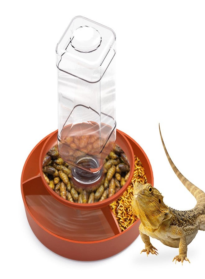 APlayfulBee 2 in 1 Reptile Food Feeders Bowl Water Bottle, Automatic Water Dispenser Reptile Feeder Kit for Amphibian Lizard Bearded Dragon Snake Feeding (Orange) - Image 1