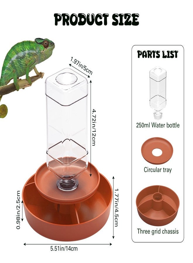 APlayfulBee 2 in 1 Reptile Food Feeders Bowl Water Bottle, Automatic Water Dispenser Reptile Feeder Kit for Amphibian Lizard Bearded Dragon Snake Feeding (Orange) - Image 3